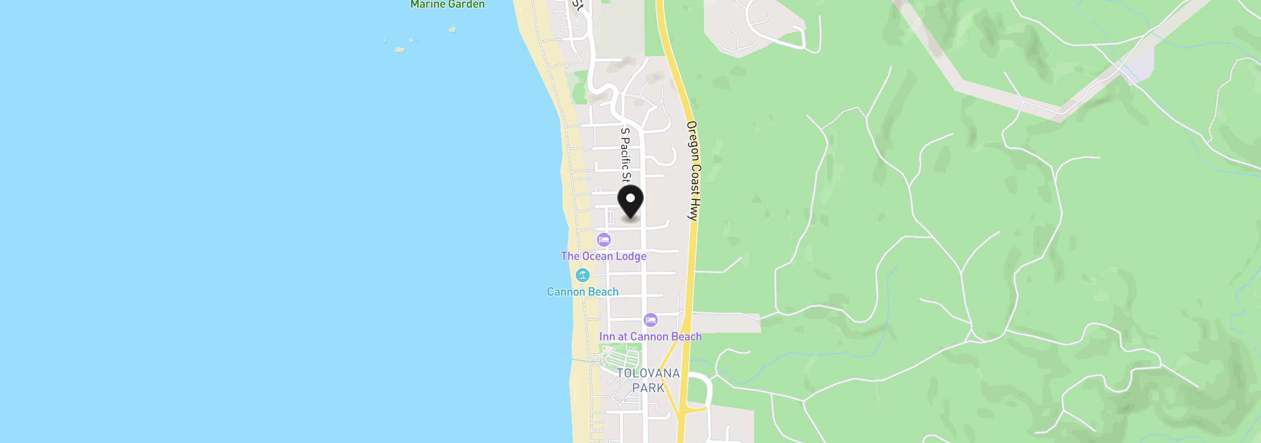 Map showing the location of 132 W Nelchena St, Cannon Beach, OR 97110