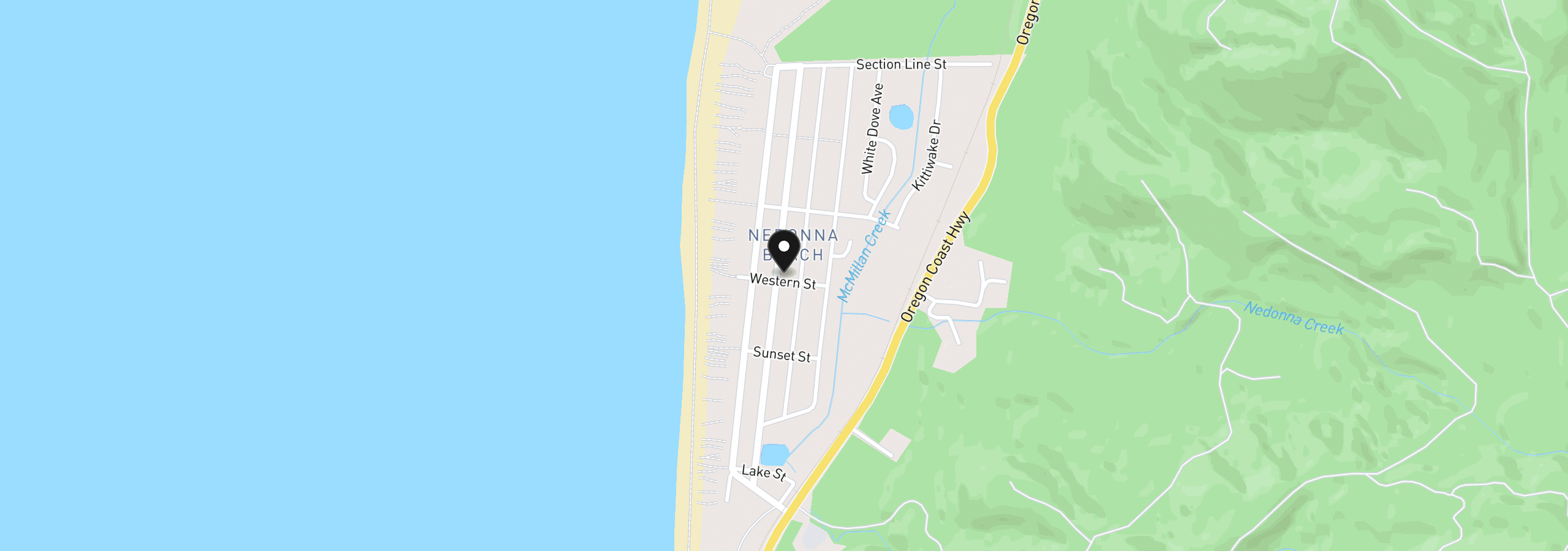 Map showing the location of 26205 Nedonna Ave, Rockaway Beach, OR 97136