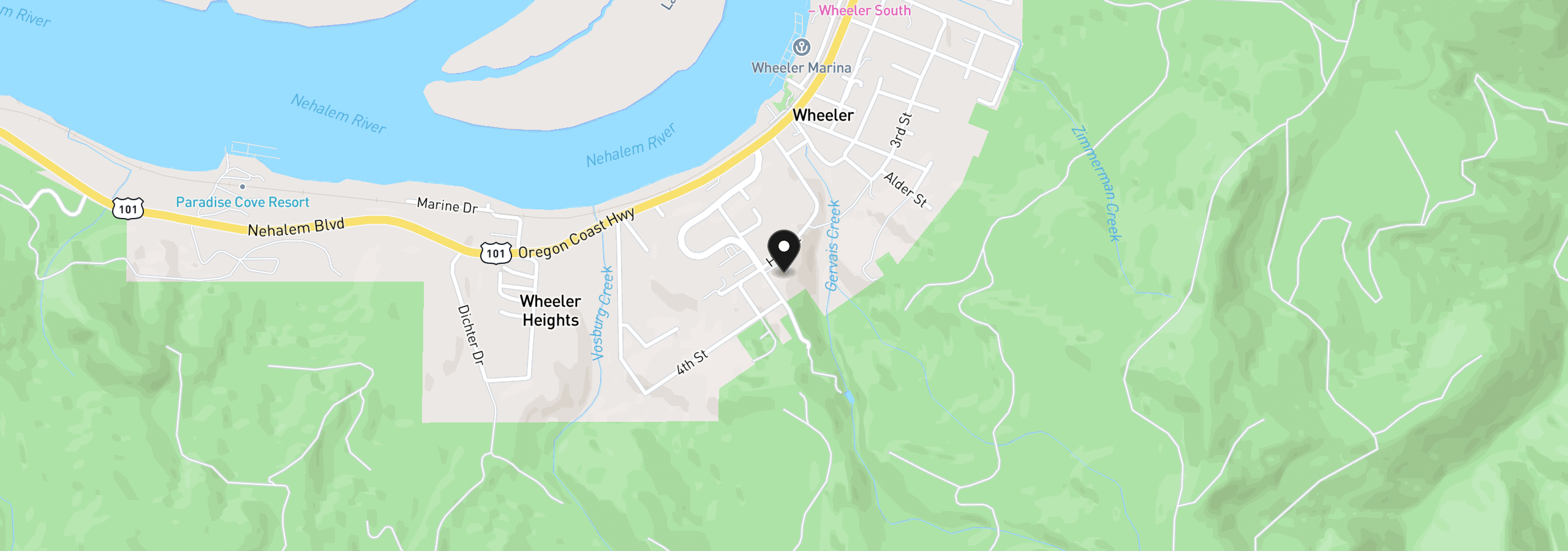 Map showing the location of 343 Rowe St, Wheeler, OR 97147