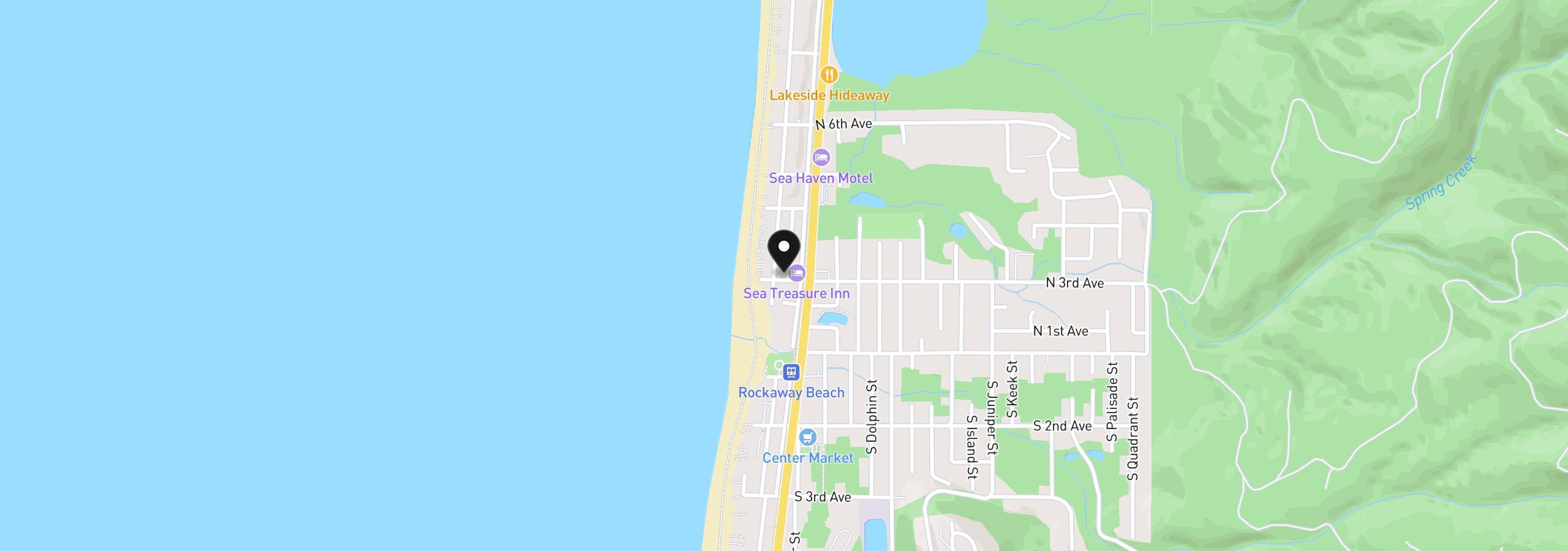 Map showing the location of 300 N Pacific St # 47, Rockaway Beach, OR 97136