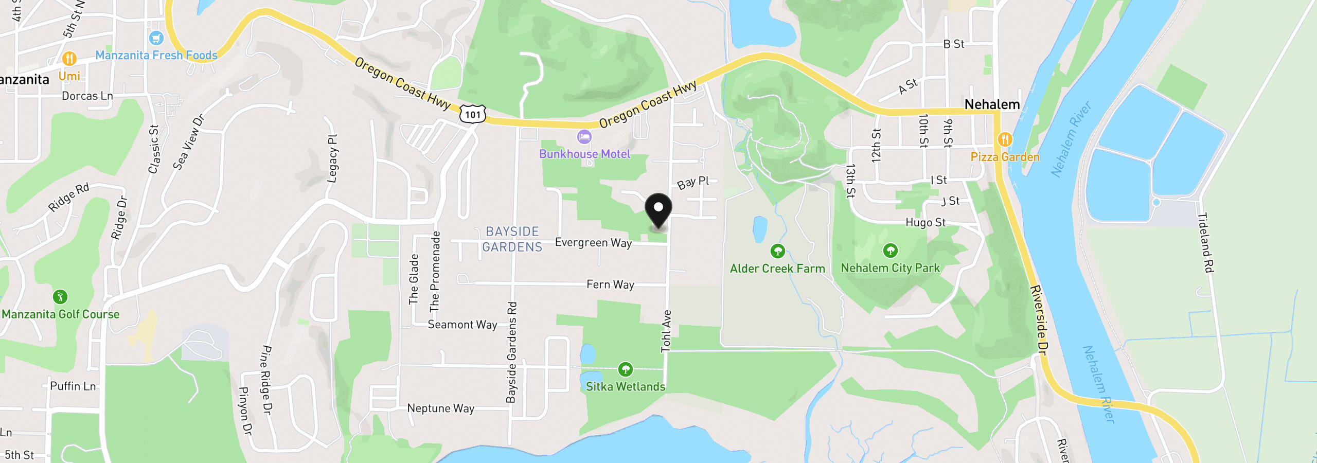Map showing the location of 35200 Tohl Ave, Nehalem, OR 97131