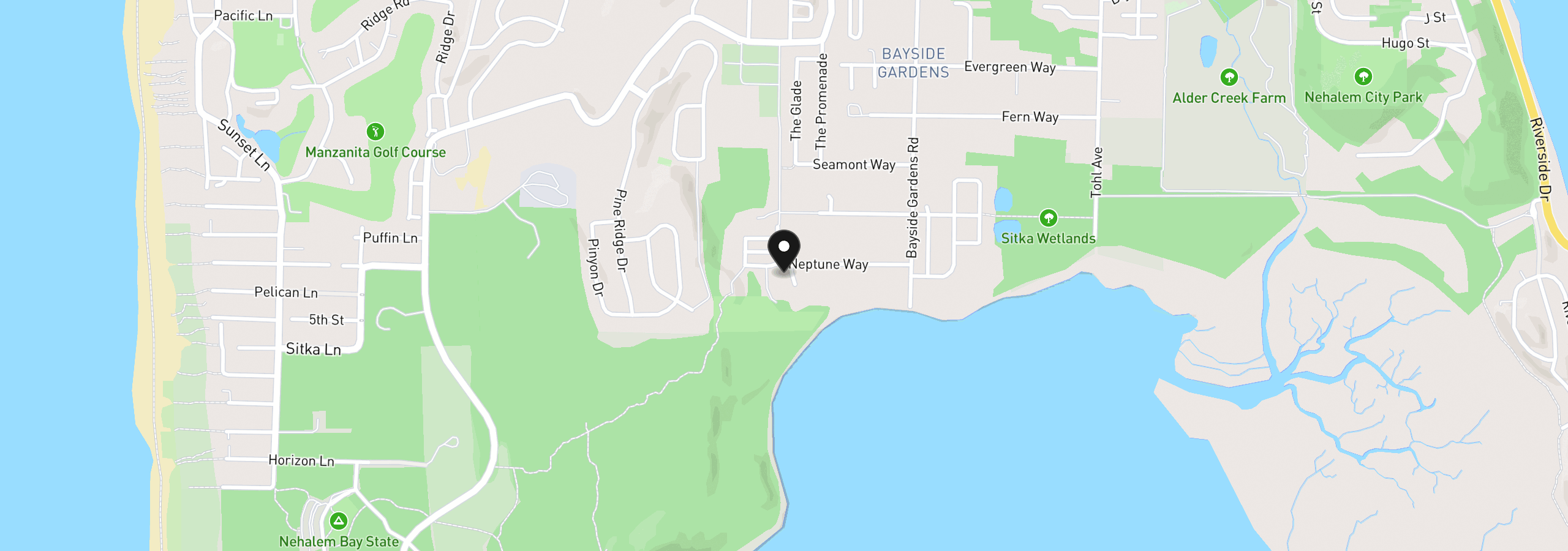Map showing the location of 34700 Neptune Ct, Nehalem, OR 97131