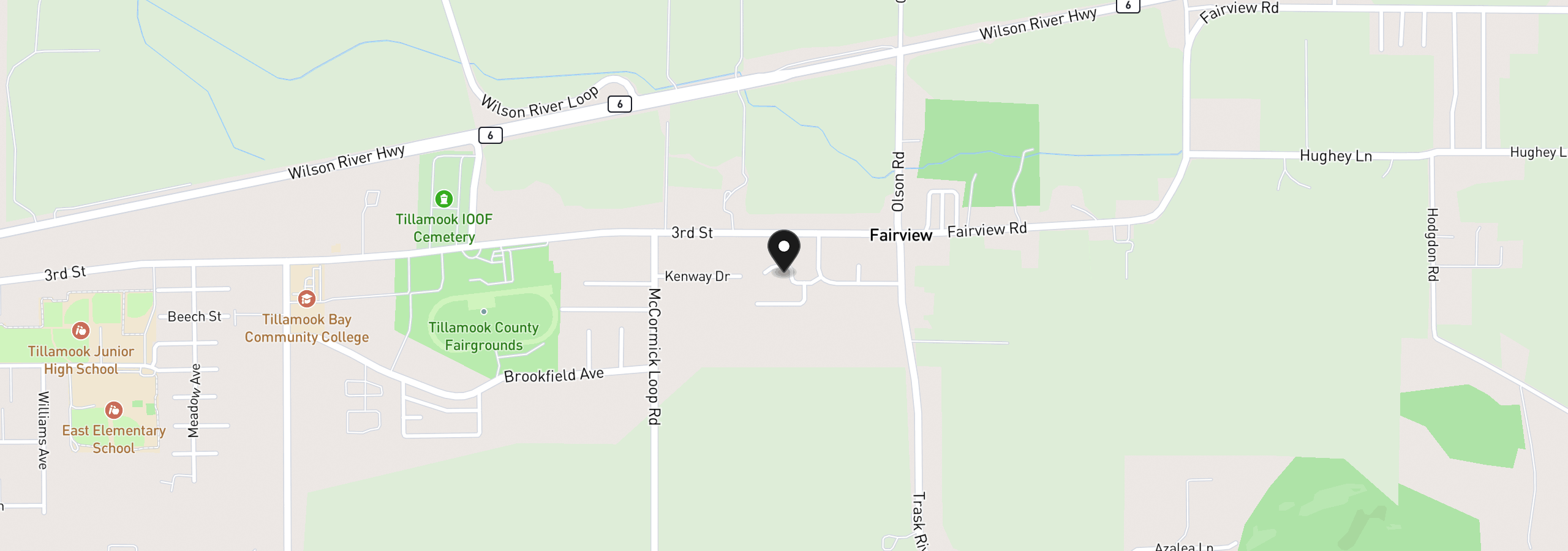Map showing the location of 6505 Colonial Way, Tillamook, OR 97141