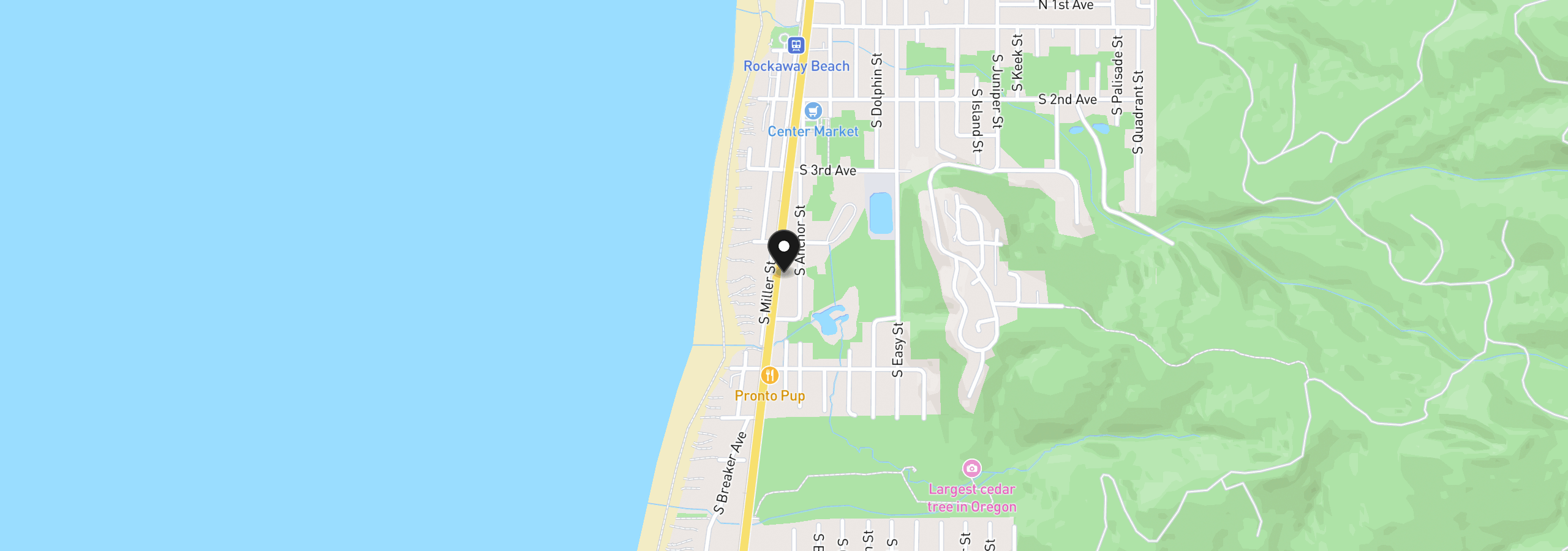Map showing the location of 446 S Hwy 101, Rockaway Beach, OR 97136