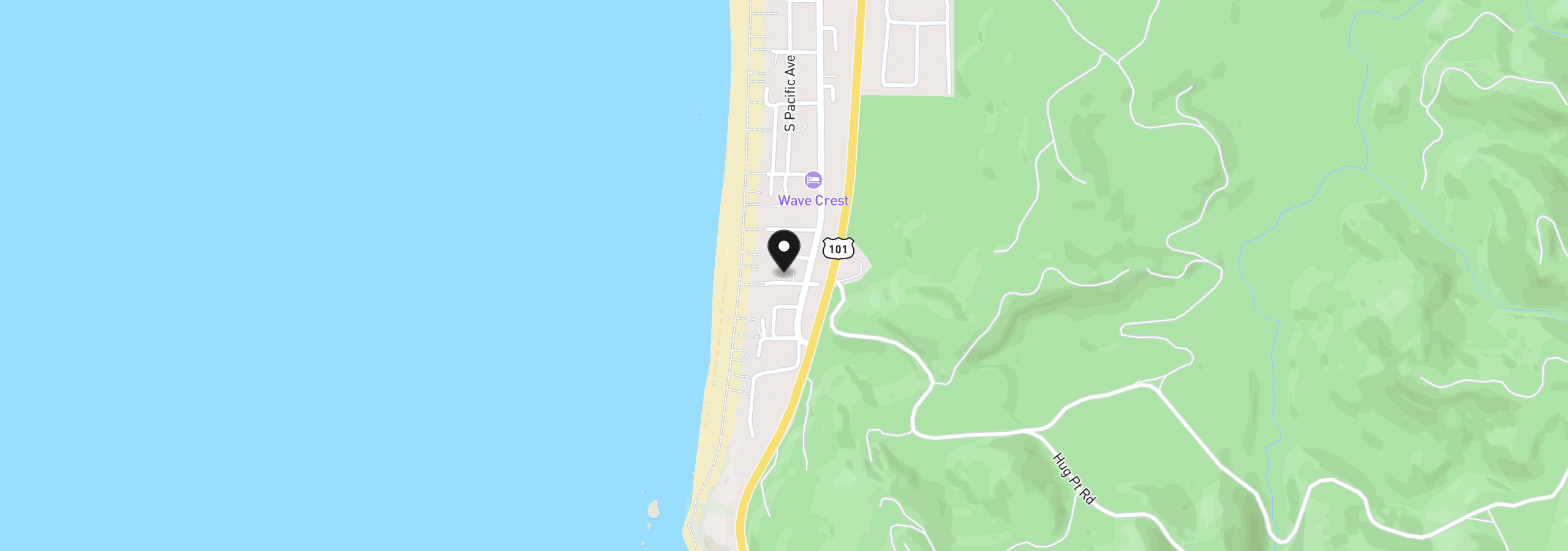 Map showing the location of 224 W Sitka St, Cannon Beach, OR 97110