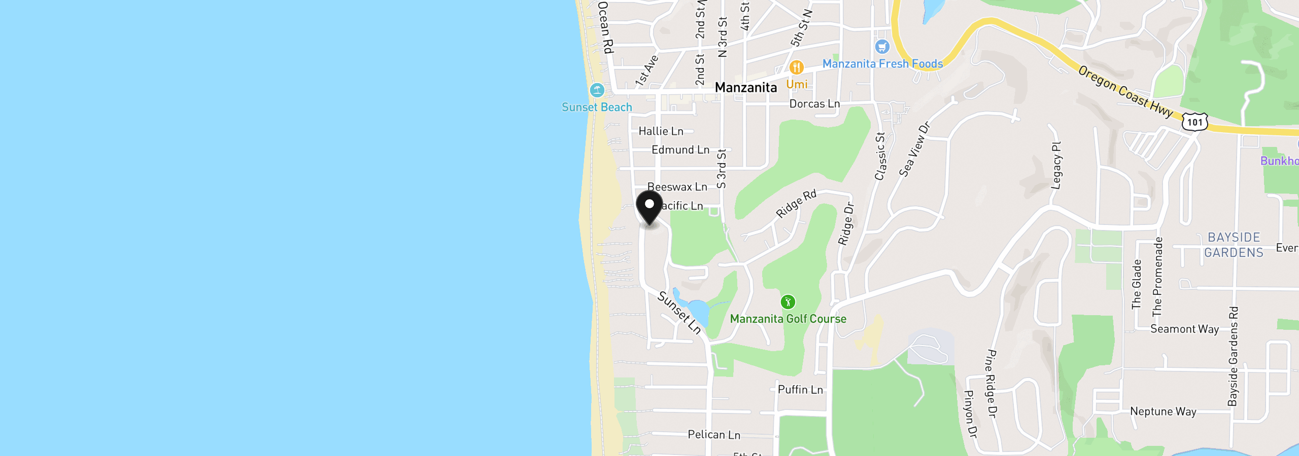 Map showing the location of 776 Beach St, Manzanita, OR 97130