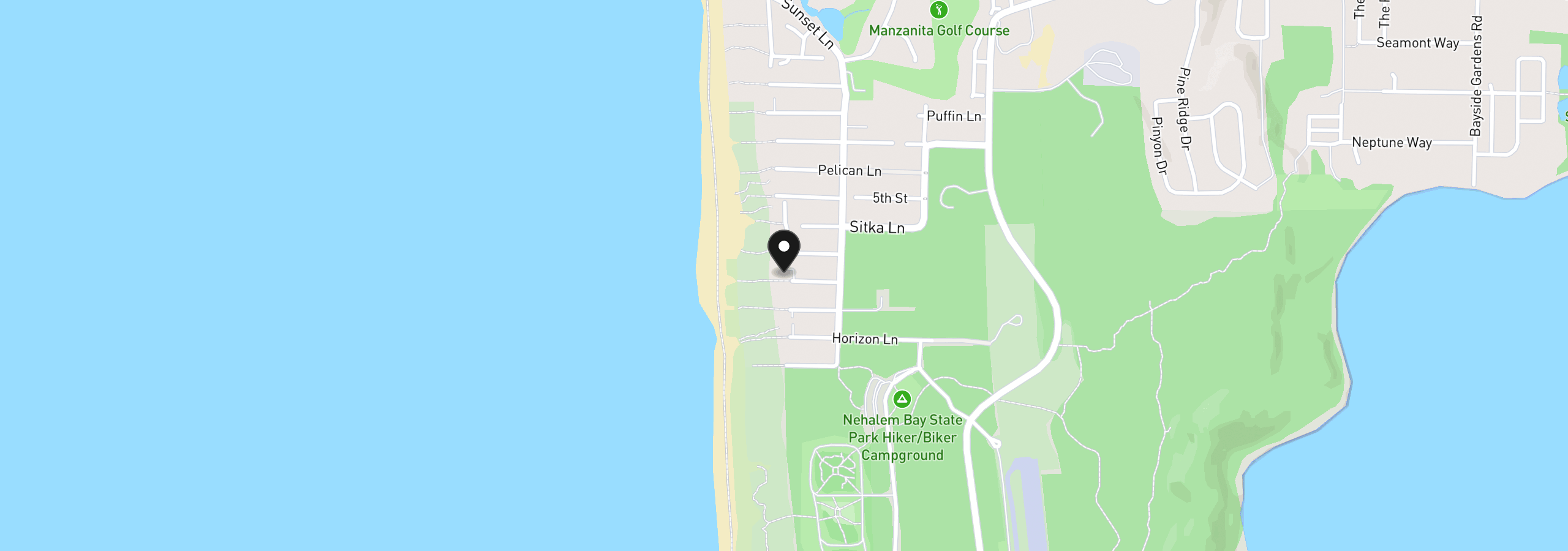 Map showing the location of 8830 Spindrift Ln, Manzanita, OR 97130