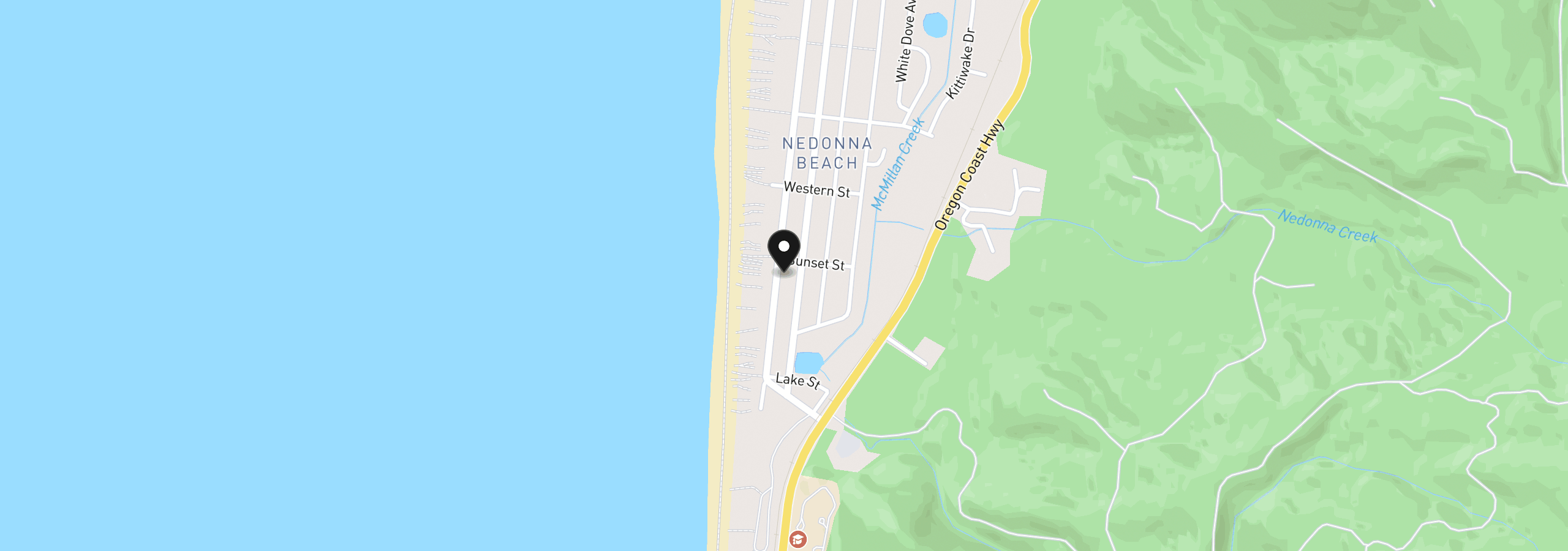 Map showing the location of 25955 Beach Dr, Rockaway Beach, OR 97136