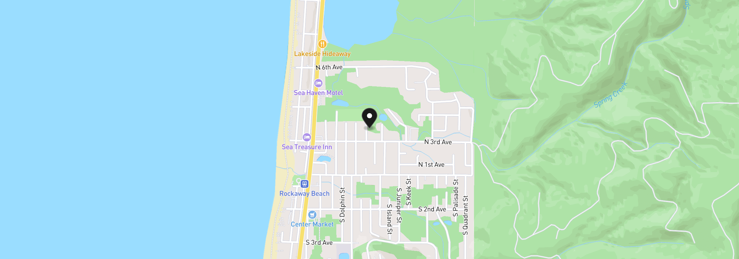 Map showing the location of N Falcon, Rockaway Beach, OR 97136