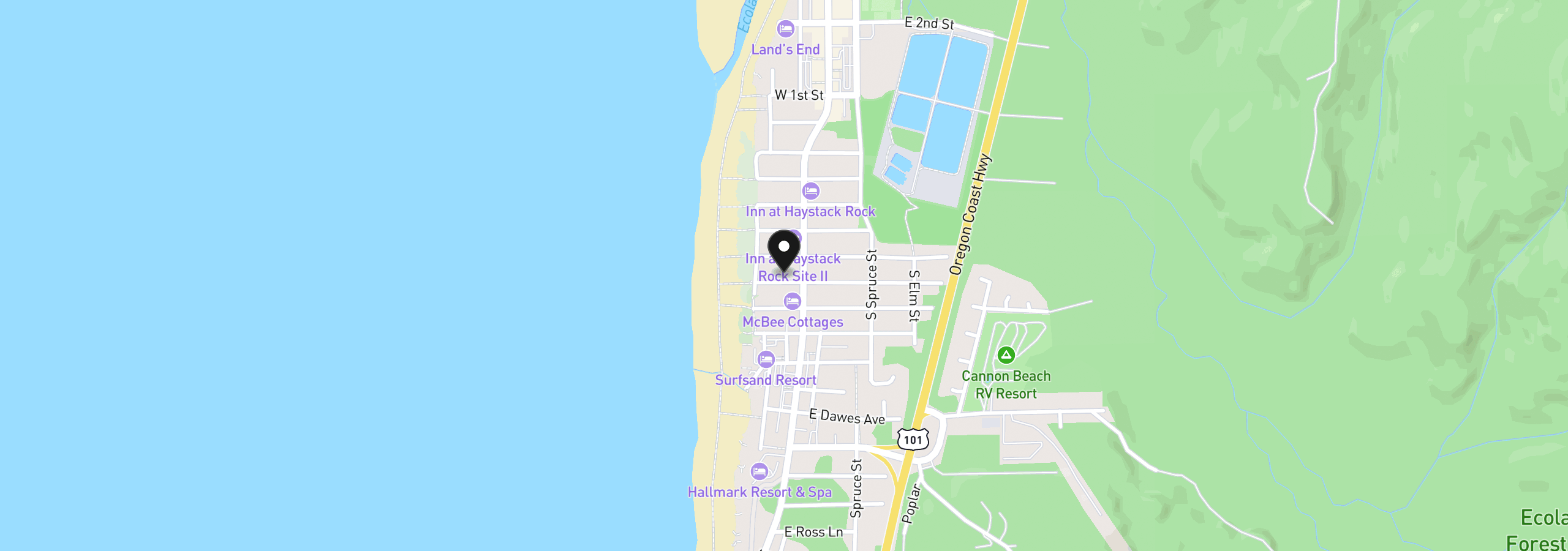 Map showing the location of 148 W Jackson St, Cannon Beach, OR 97110