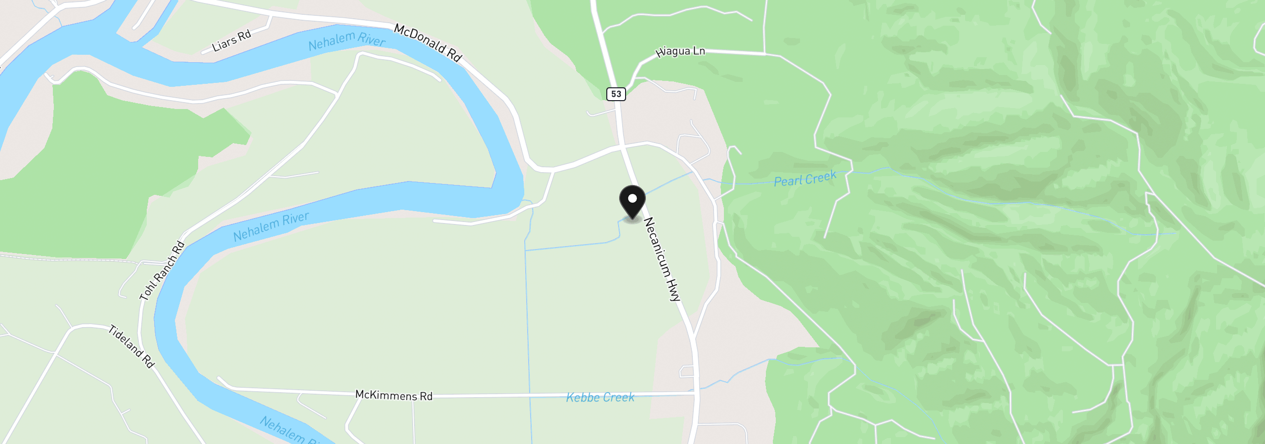 Map showing the location of 37220 Hwy 53, Nehalem, OR 97131
