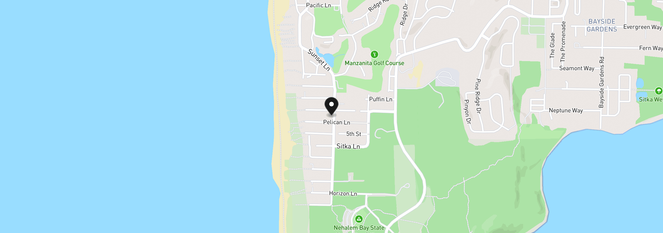 Map showing the location of 34630 Necarney Blvd 25, Manzanita, OR 97130