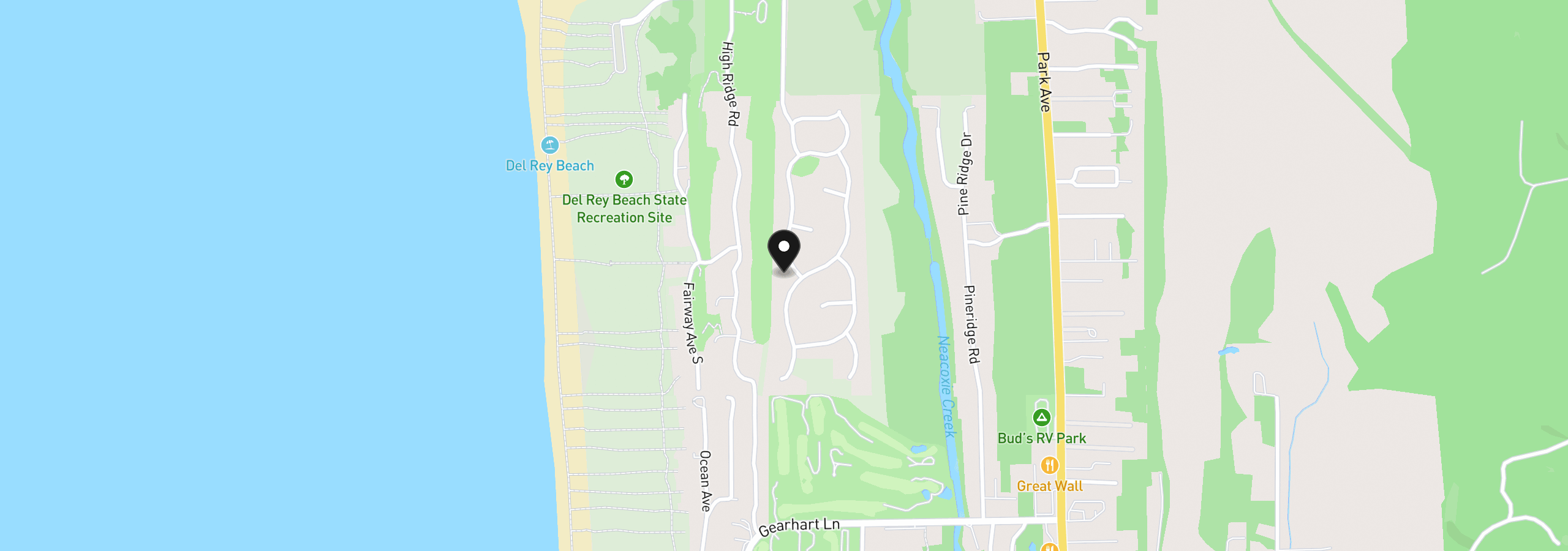 Map showing the location of 4802 Sheridan Dr, Gearhart, OR 97138