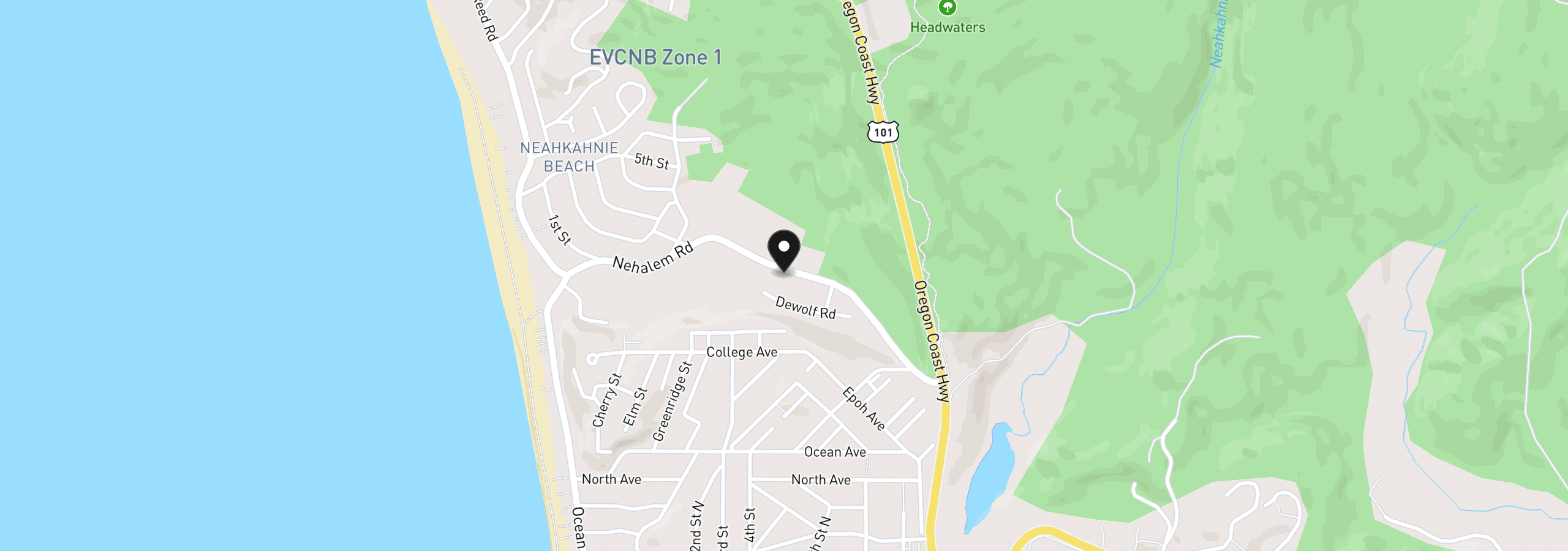 Map showing the location of 9285 Nehalem Rd, Manzanita, OR 97130