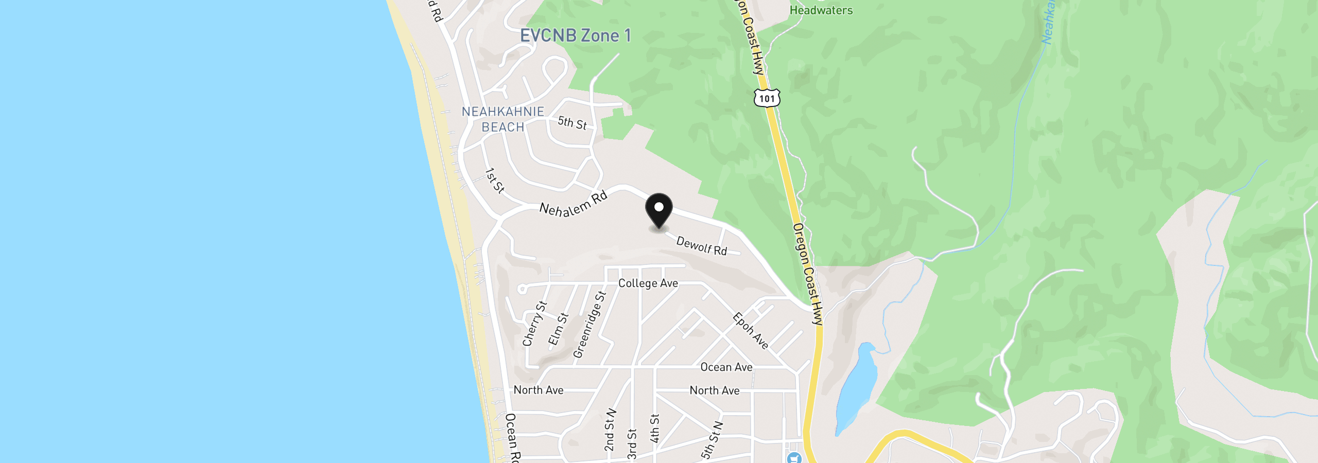 Map showing the location of 17 DeWolf Rd, Nehalem, OR 97131