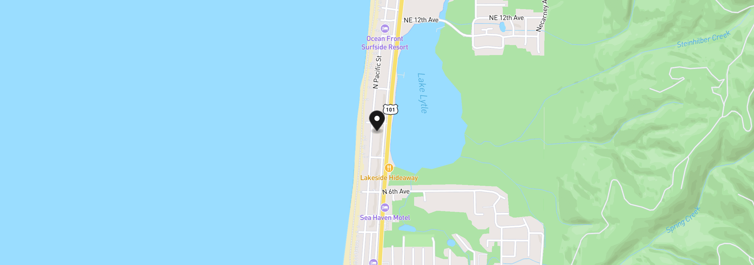 Map showing the location of 770 N Pacific, Rockaway Beach, OR 97136