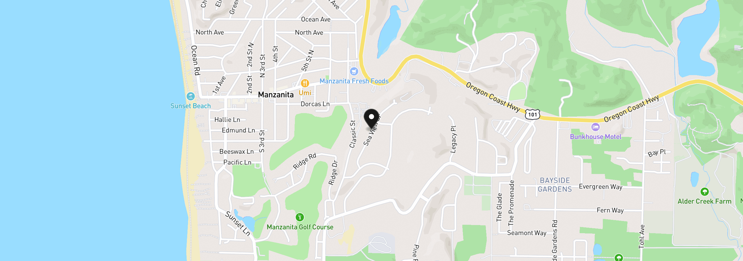 Map showing the location of 540 Sea View Dr, Manzanita, OR 97130