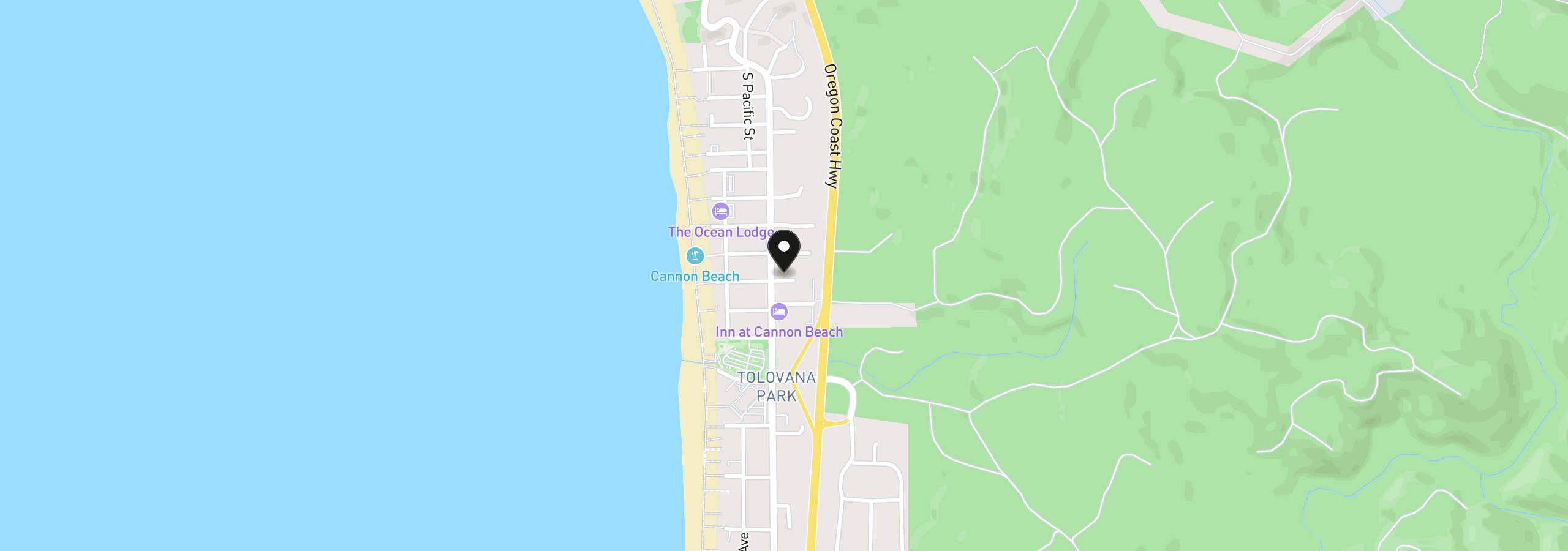Map showing the location of 3087 S Hemlock St A & B, Cannon Beach, OR 97110