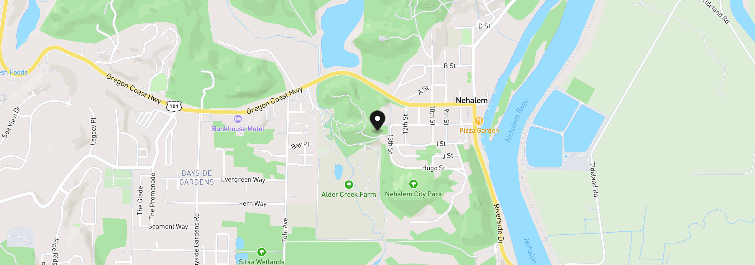 Map showing the location of 13th St, Nehalem, OR 97131