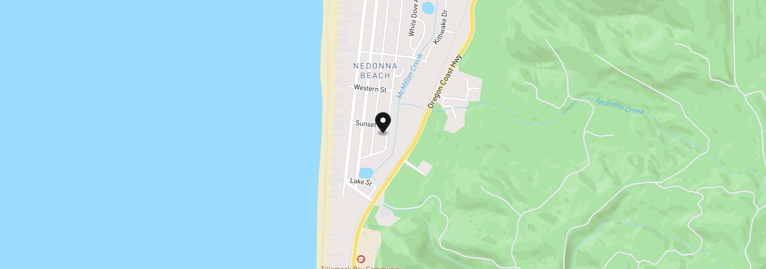 Map showing the location of 25950 David Ave, Rockaway Beach, OR 97136
