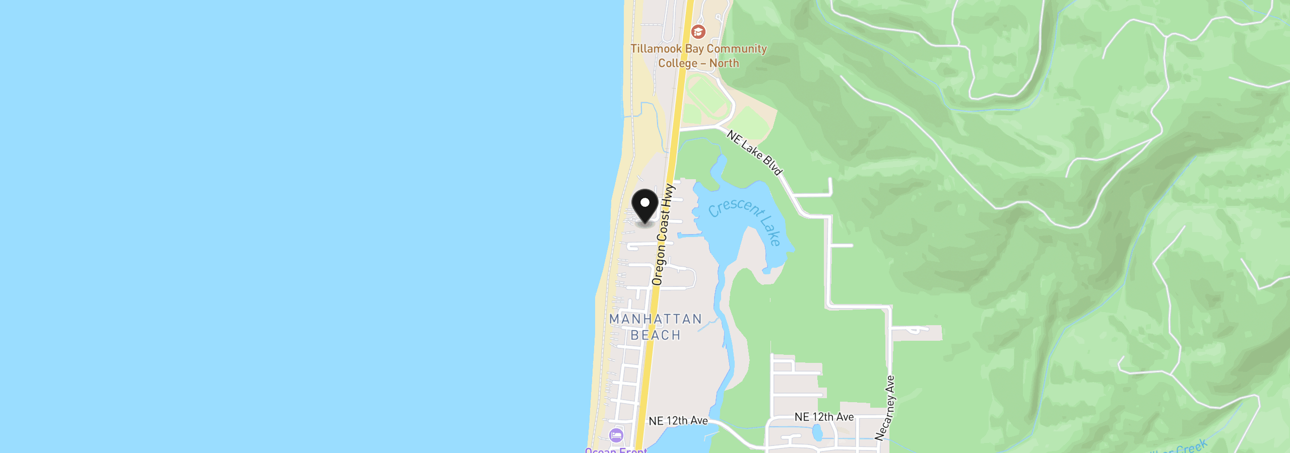 Map showing the location of 140 NW 22nd Ave, Rockaway Beach, OR 97136