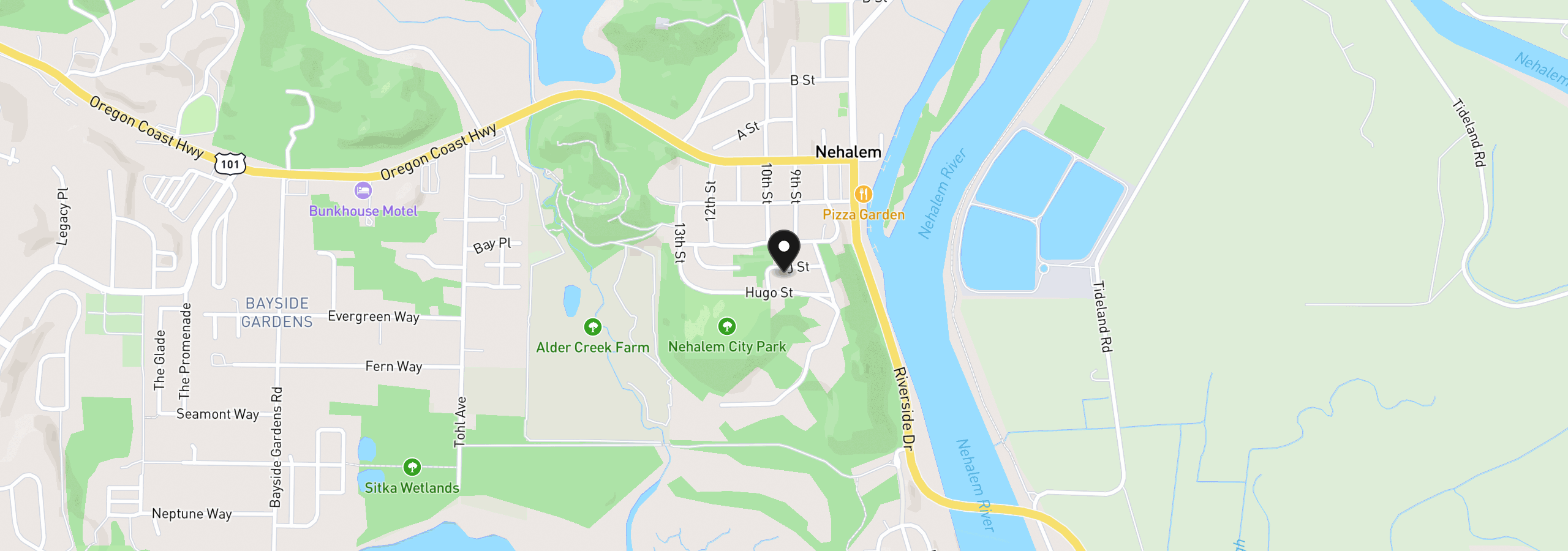 Map showing the location of J St, Nehalem, OR 97131