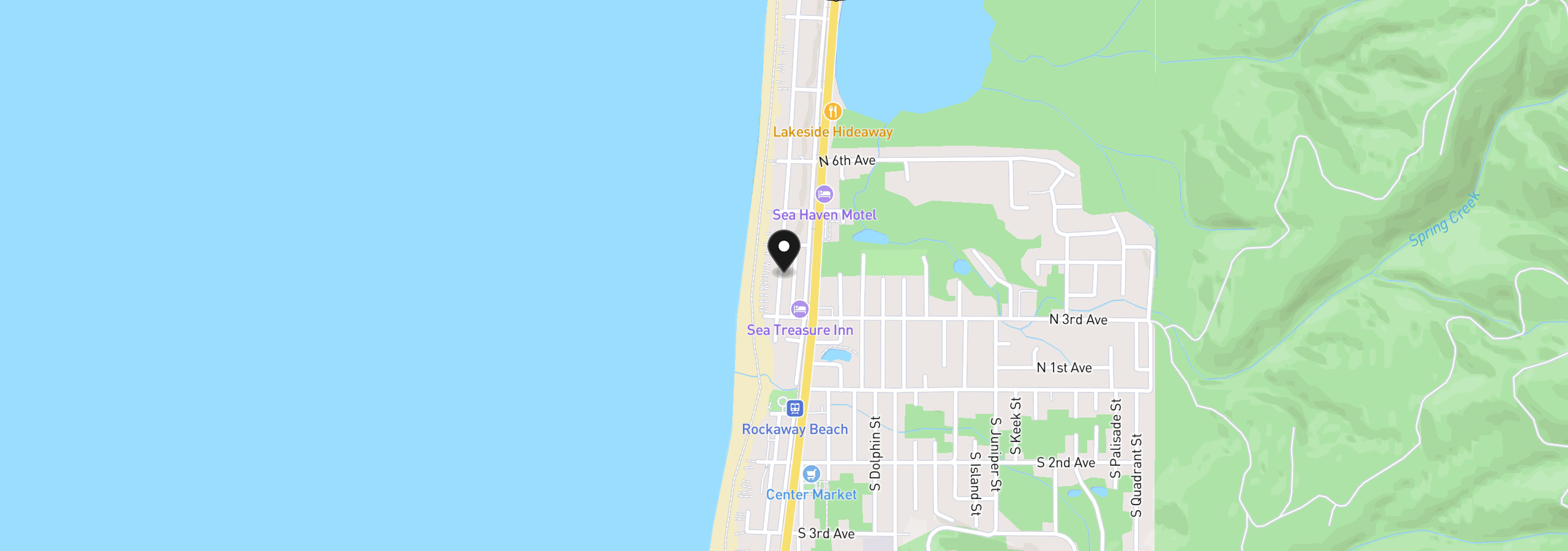 Map showing the location of 360 S Pacific St, Rockaway Beach, OR 97136
