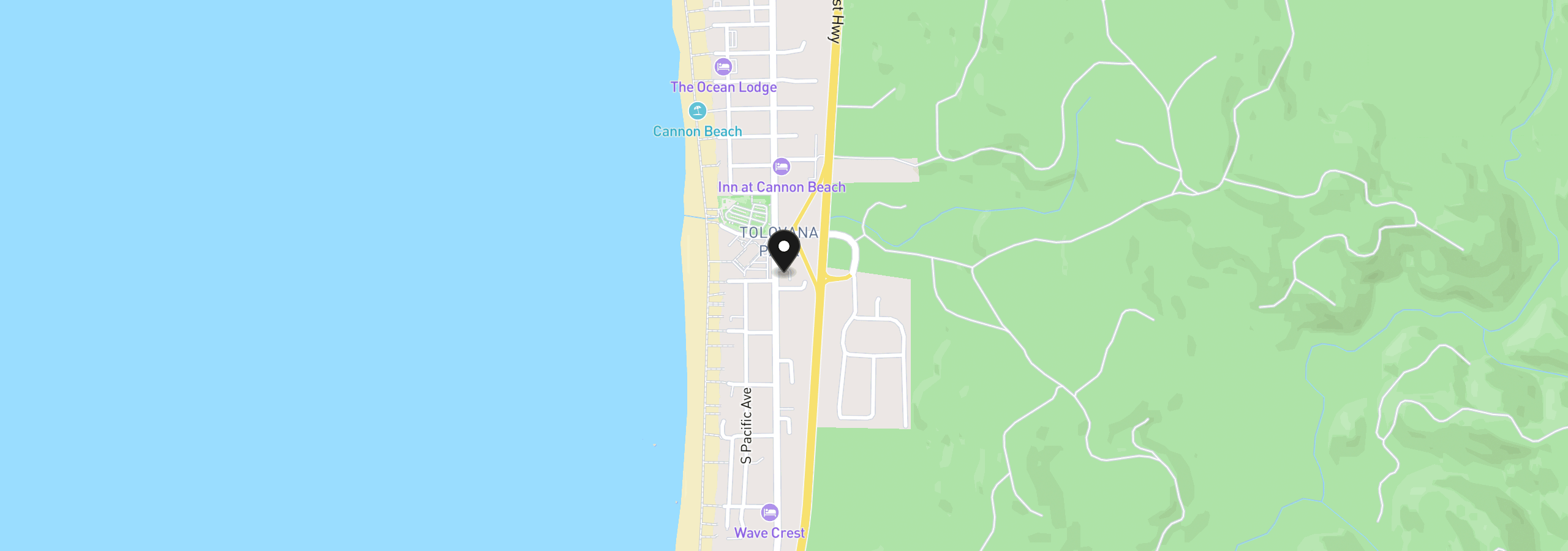 Map showing the location of 3407 S Hemlock St B4, Cannon Beach, OR 97110