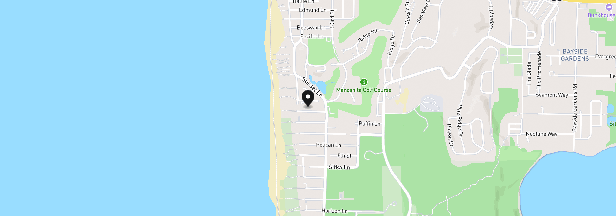 Map showing the location of 8820 Chinook Ln, Manzanita, OR 97130