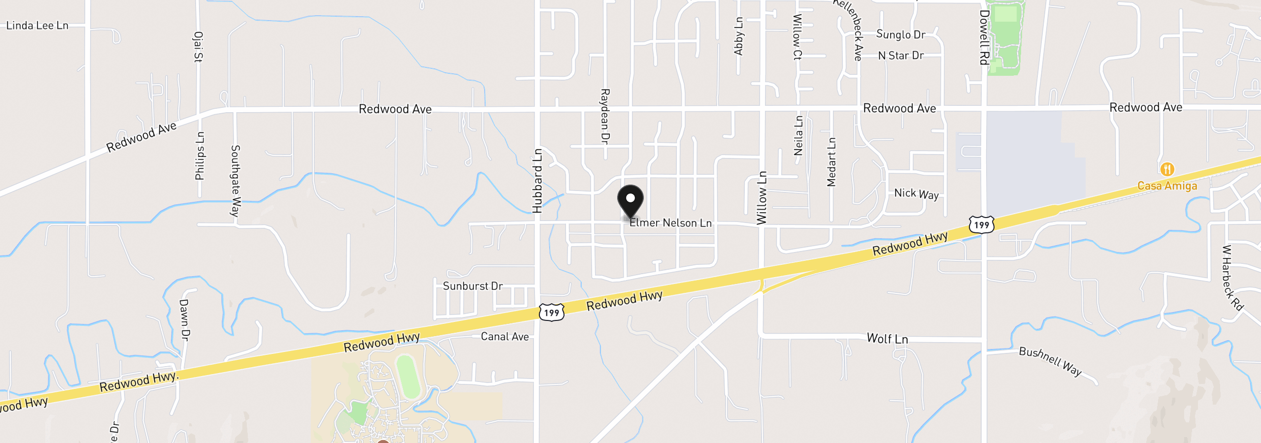 Map showing the location of 2812 SW Elmer Nelson Ln, Grants Pass, OR 97527