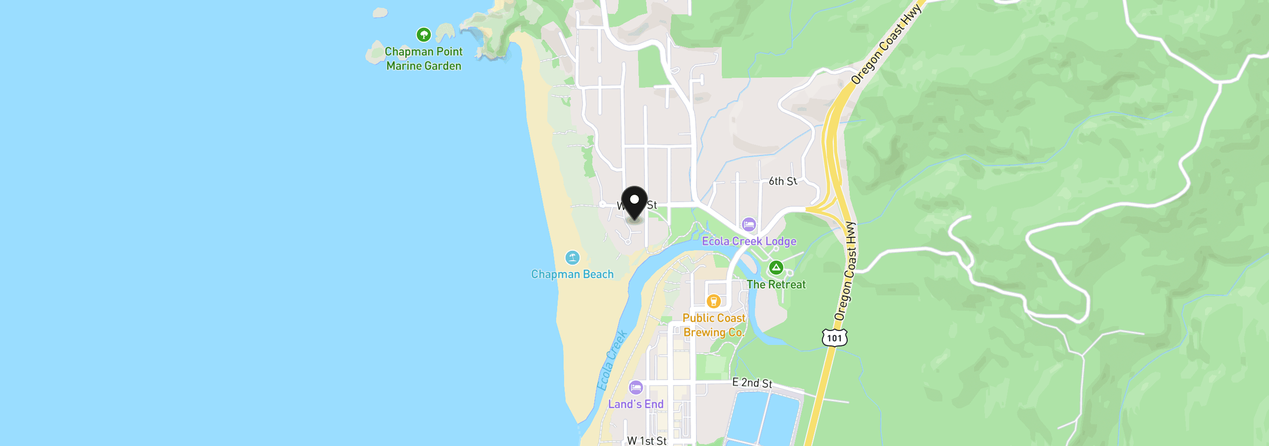 Map showing the location of Breakers Point 205, Cannon Beach, OR 97110
