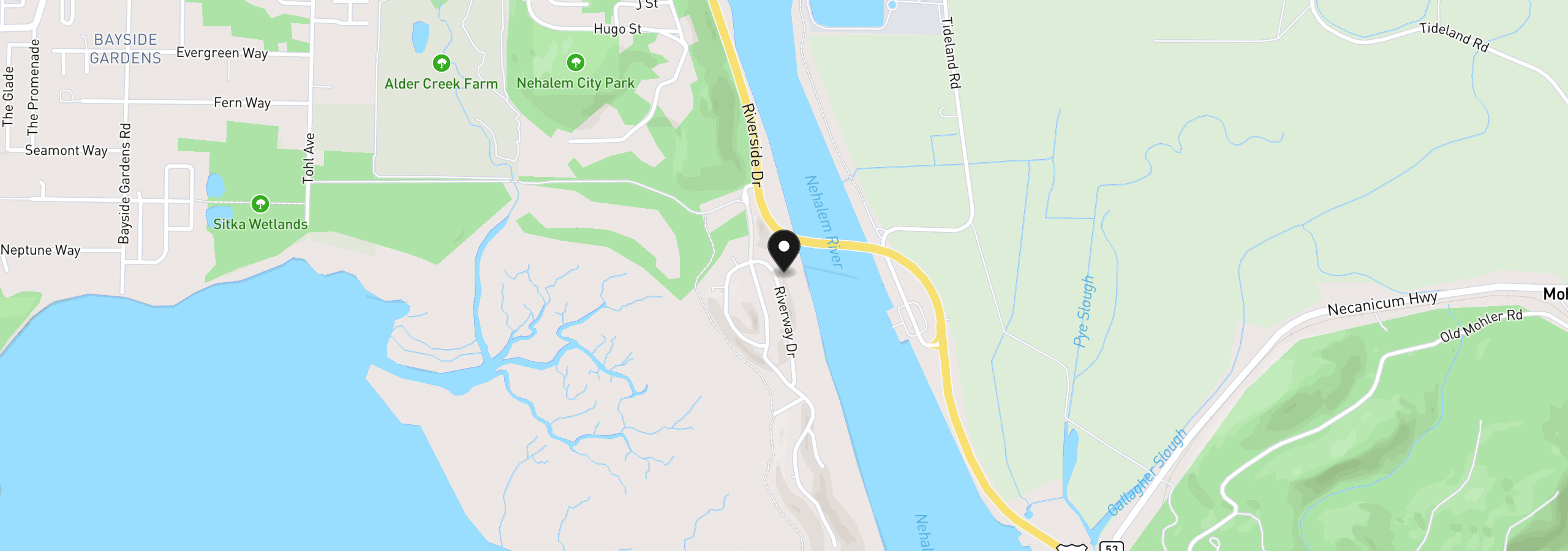 Map showing the location of 34865 Riverway Dr, Nehalem, OR 97131