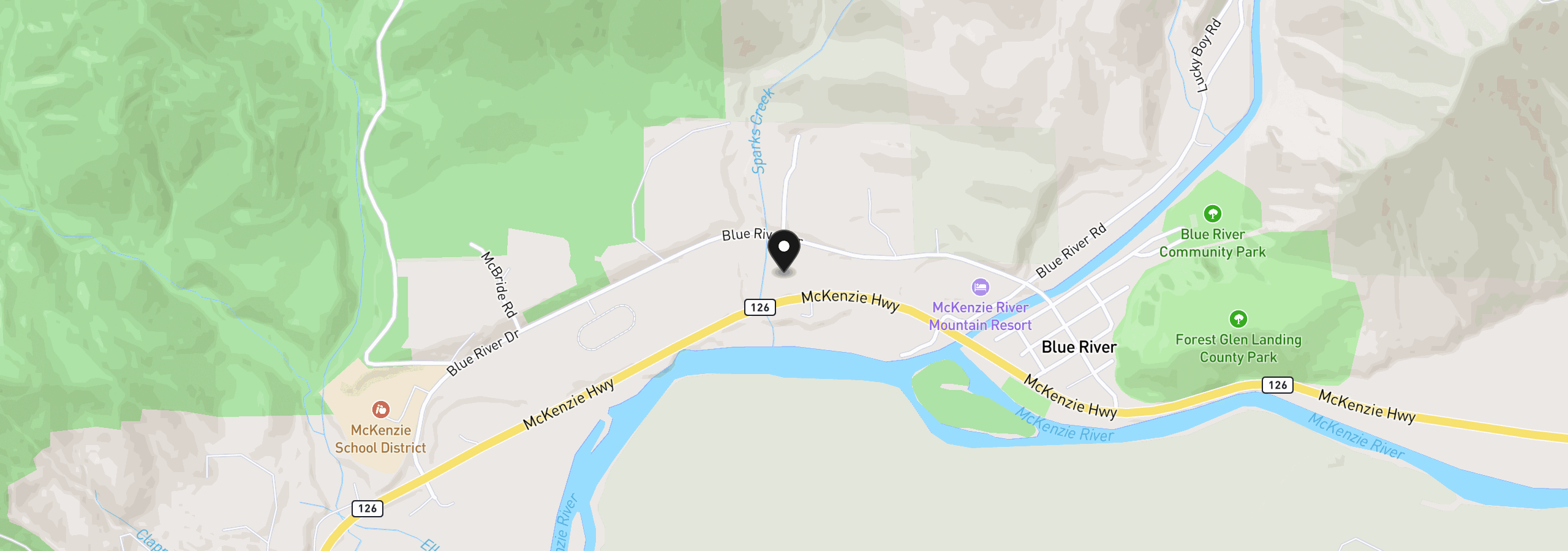 Map showing the location of Blue River Dr, Blue River, OR 97413