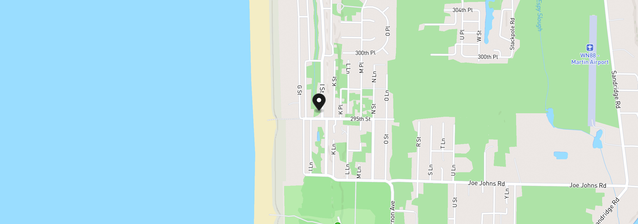 Map showing the location of 29507 I St, Ocean Park, Wa 98640