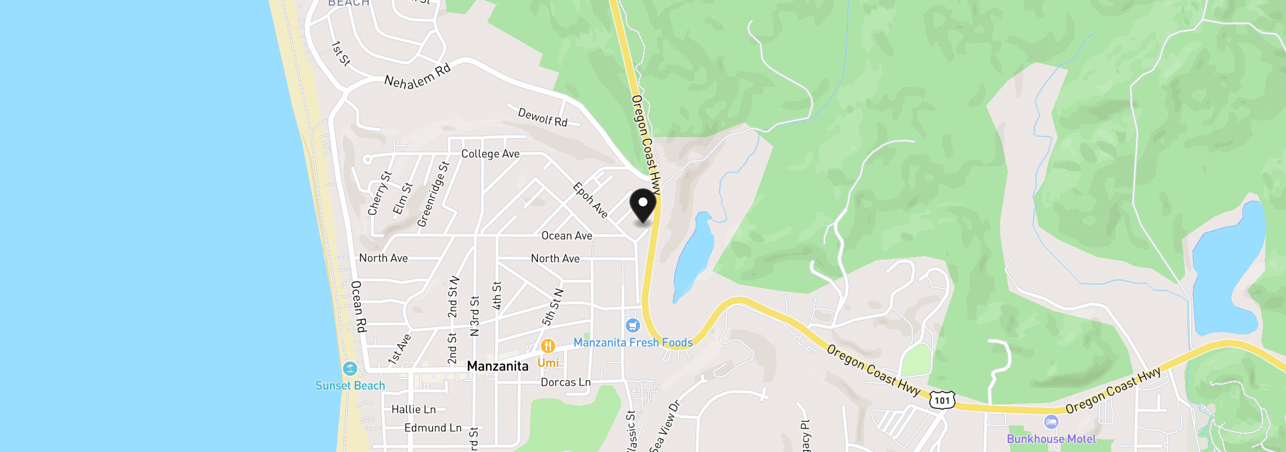 Map showing the location of 000 21st St 1900, Manzanita, OR 97130