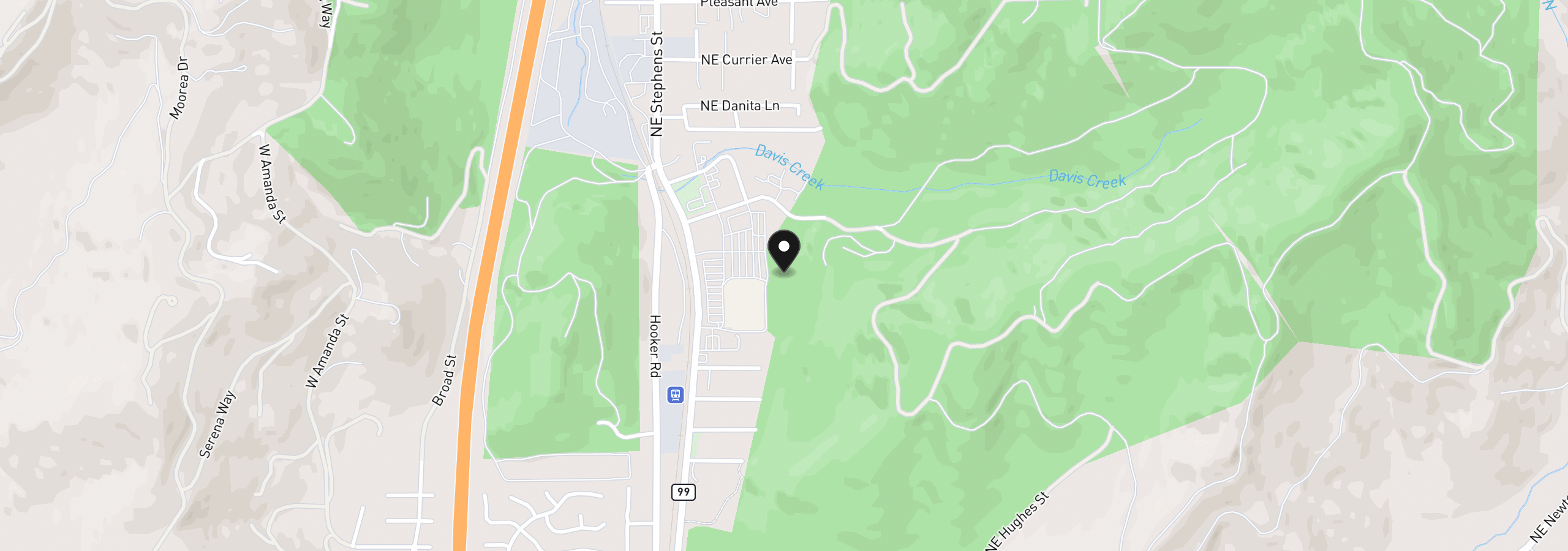 Map showing the location of 0 NE Kenneth Ford Dr, Roseburg, OR 97470