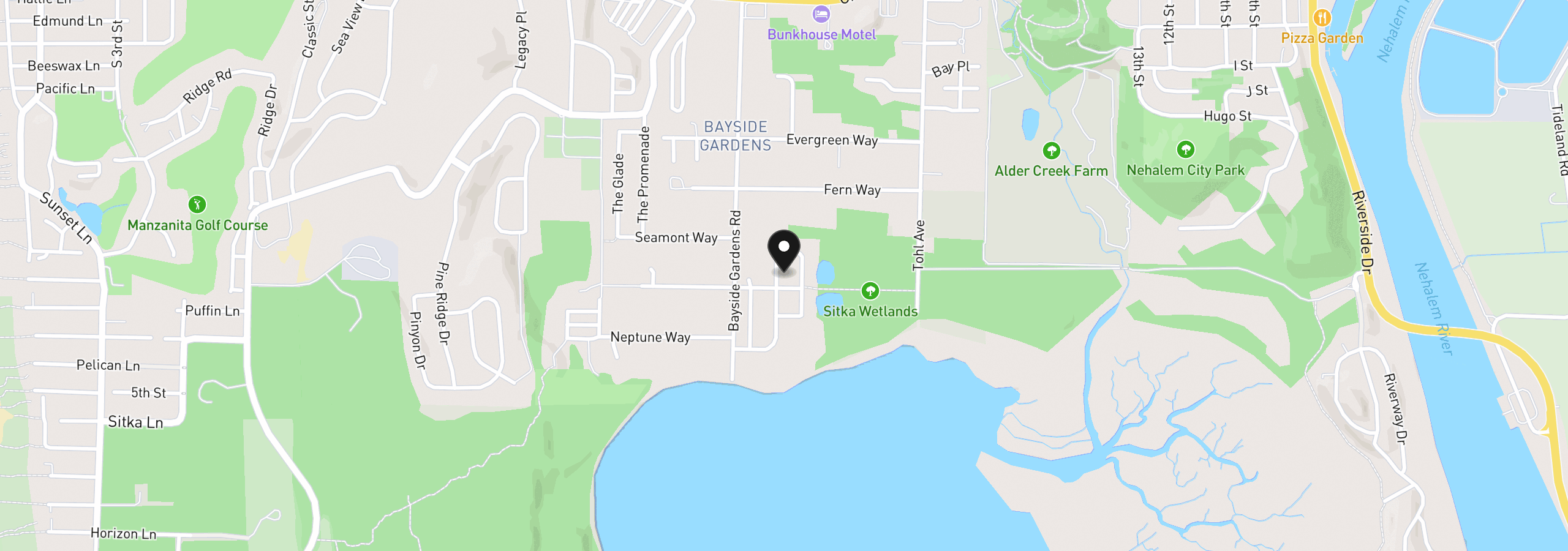 Map showing the location of 34075 Pintail Ave, Nehalem, OR 97131