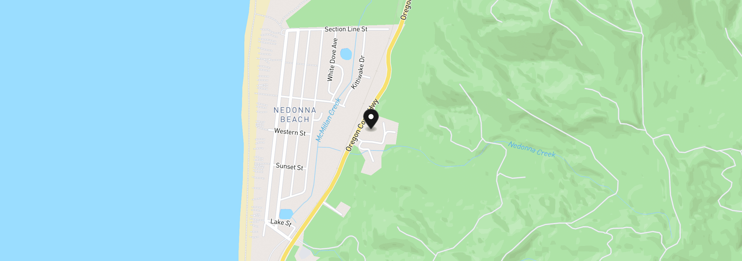 Map showing the location of 9700 Scenic View Dr, Rockaway Beach, OR 97136
