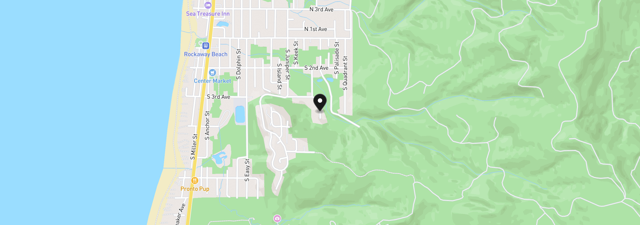 Map showing the location of 3rd and Neptune 3, Rockaway Beach, OR 97136