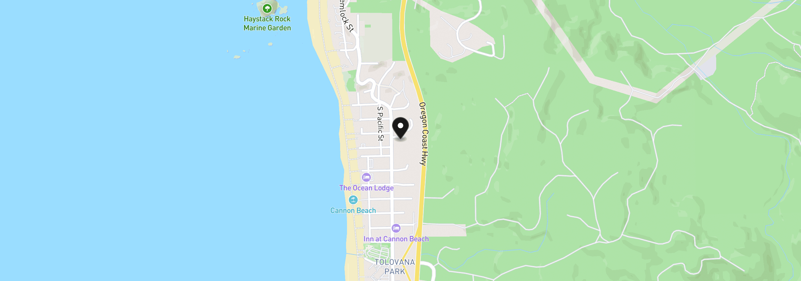 Map showing the location of E Tanana, Cannon Beach, OR 97110