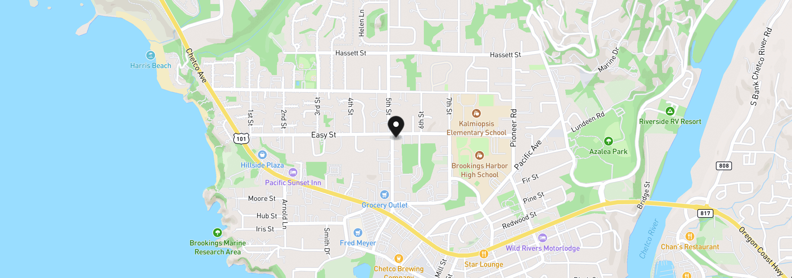 Map showing the location of 00 Easy, Brookings, OR 97415