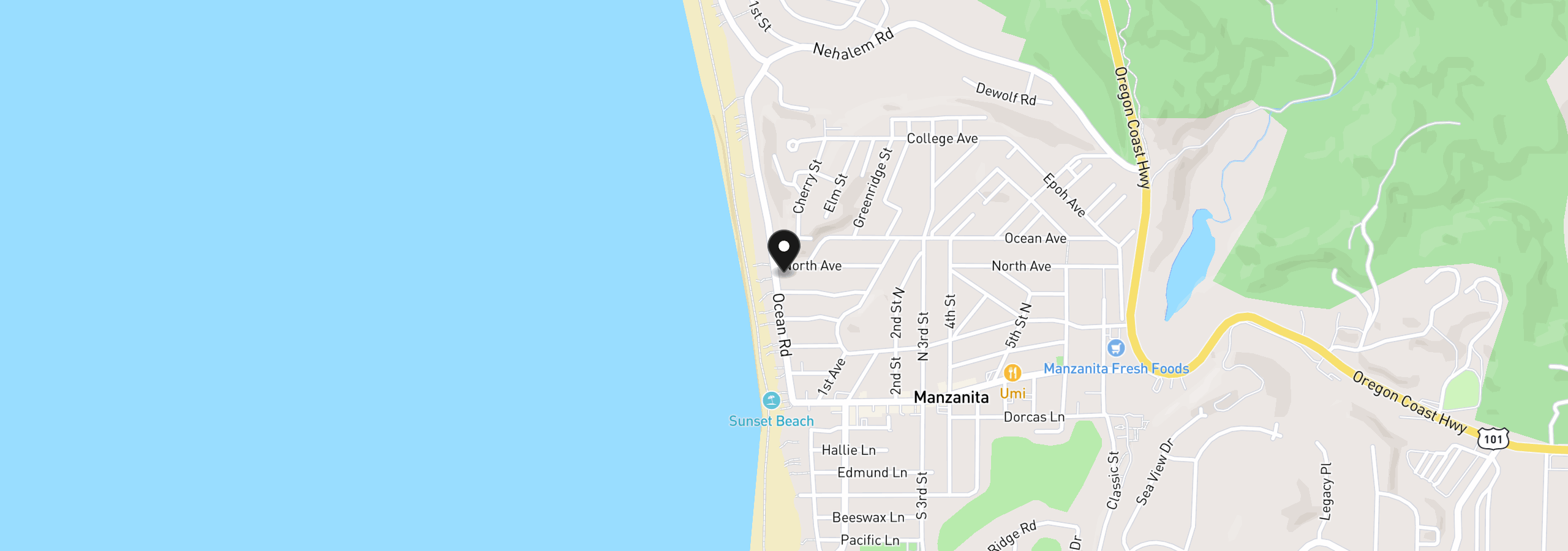 Map showing the location of 562 Ocean Rd, Manzanita, OR 97130
