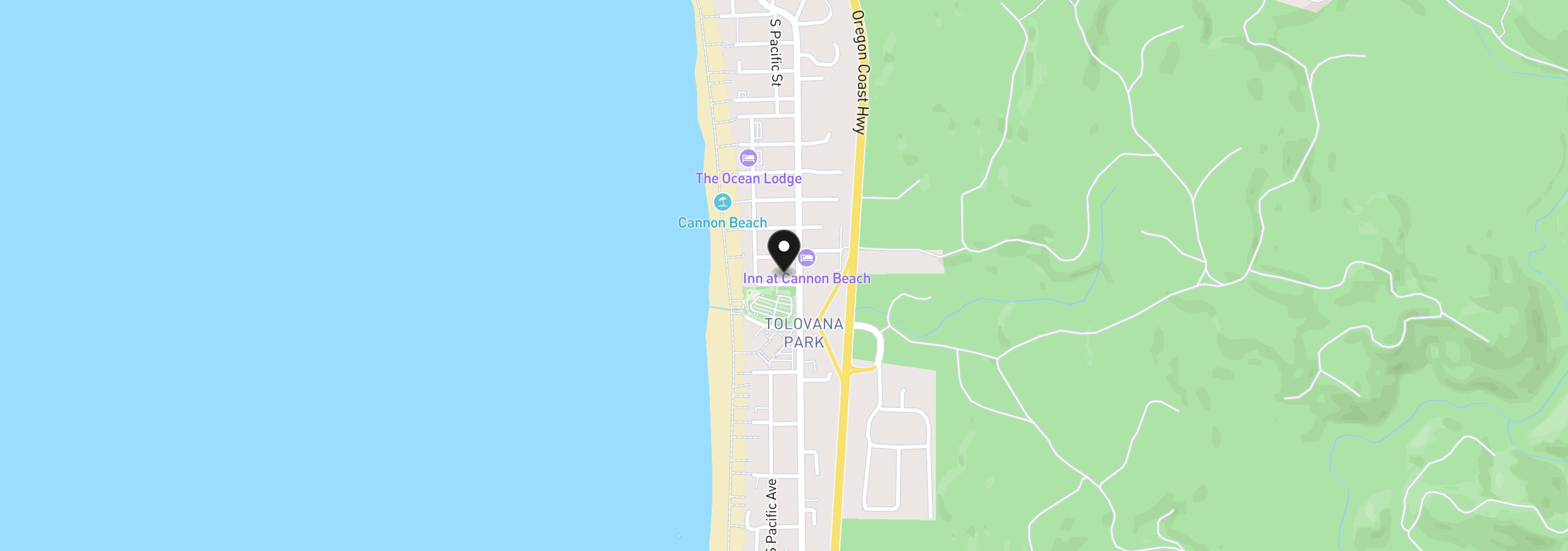 Map showing the location of 132 Fernwood St, Cannon Beach, OR 97110