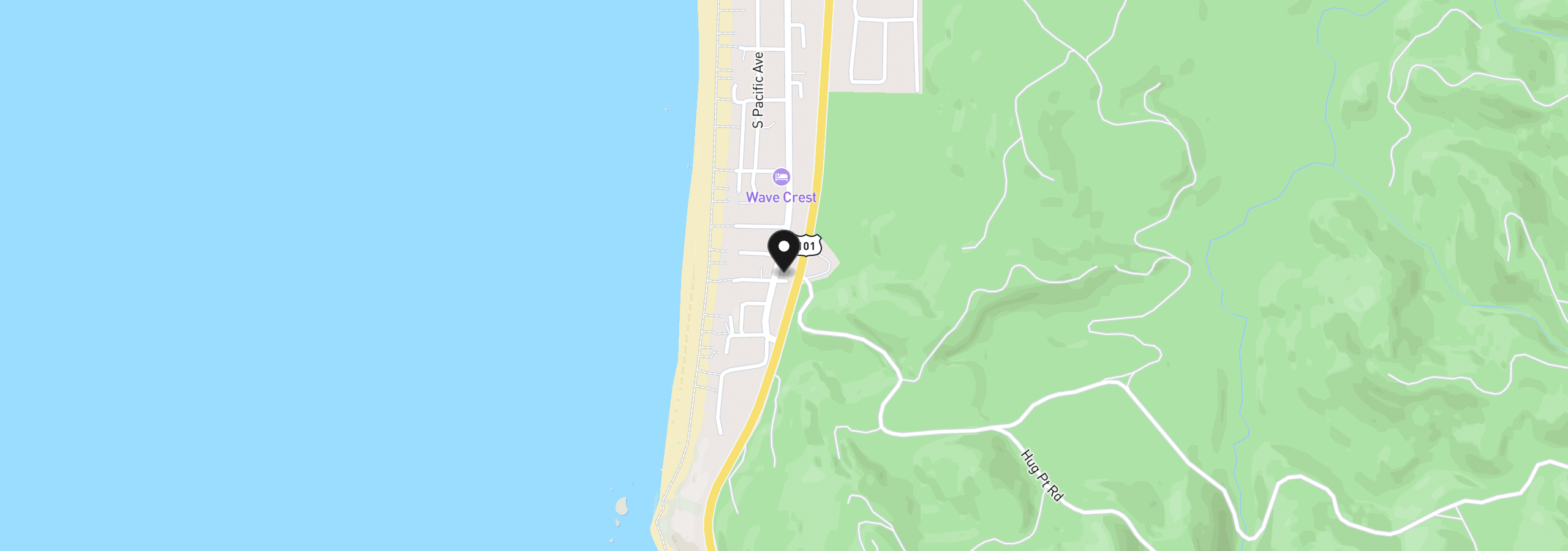 Map showing the location of 124 E Sitka St, Cannon Beach, OR 97110