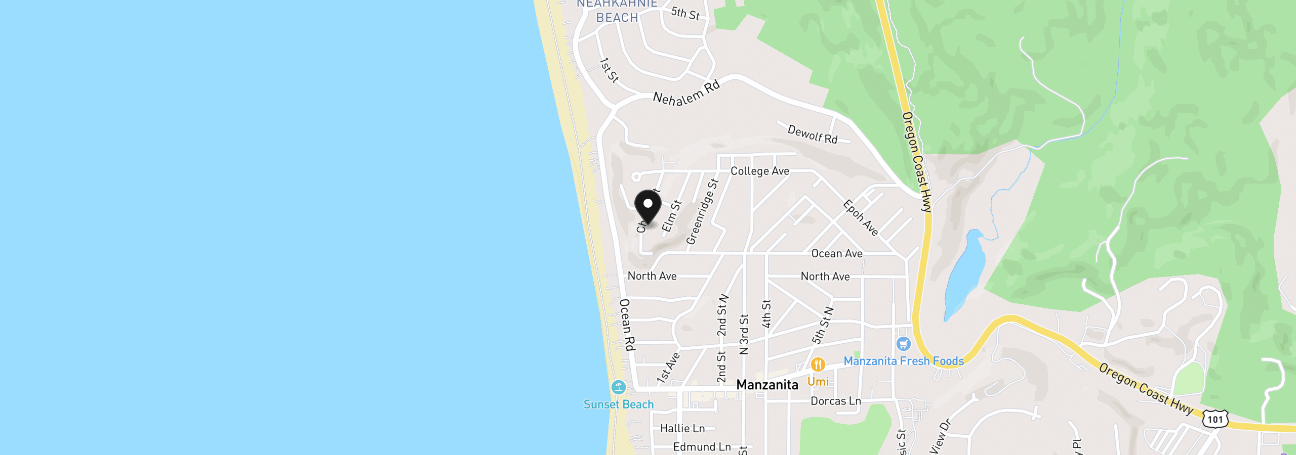 Map showing the location of 742 1/2 Cherry St, Manzanita, OR 97130