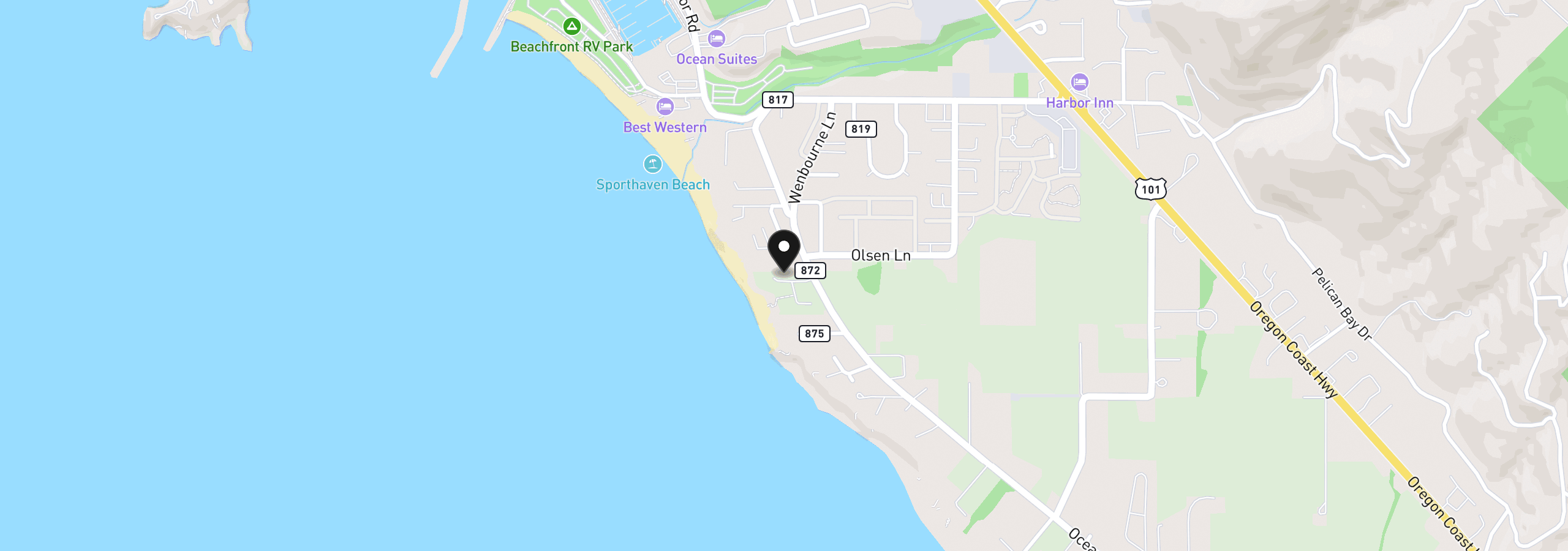 Map showing the location of Sea Court Ln 3, Brookings, OR 97415