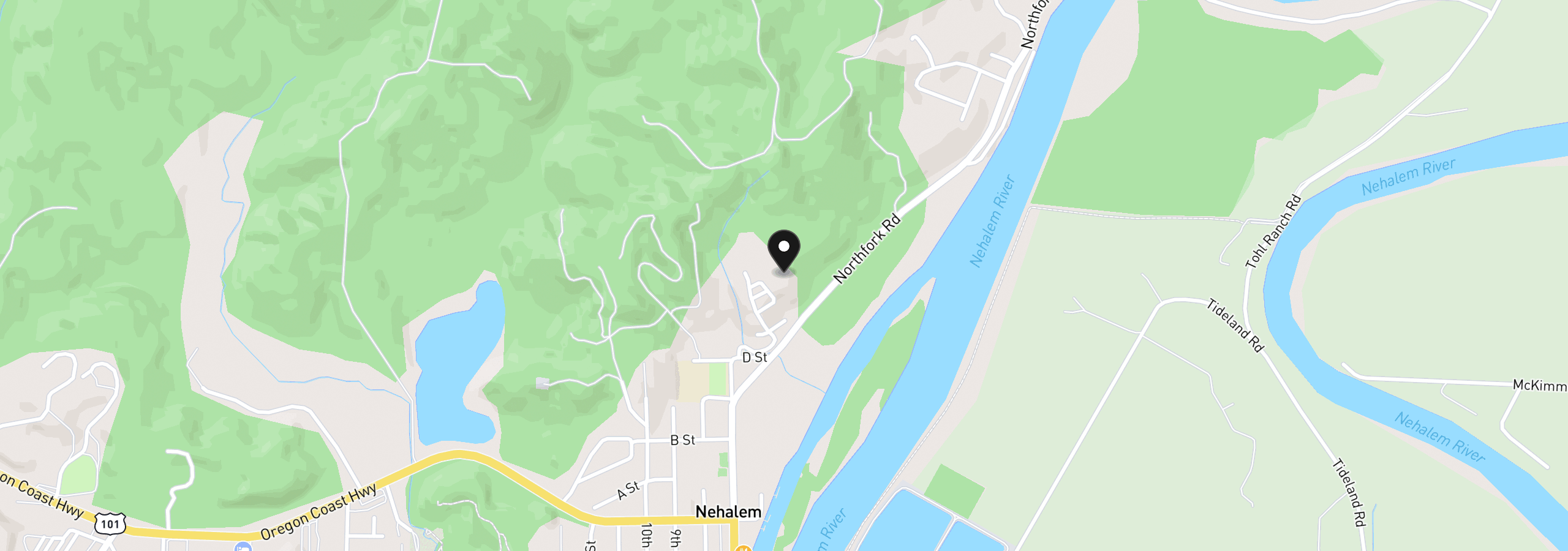 Map showing the location of 200 North Fork Rd, Nehalem, OR 97131