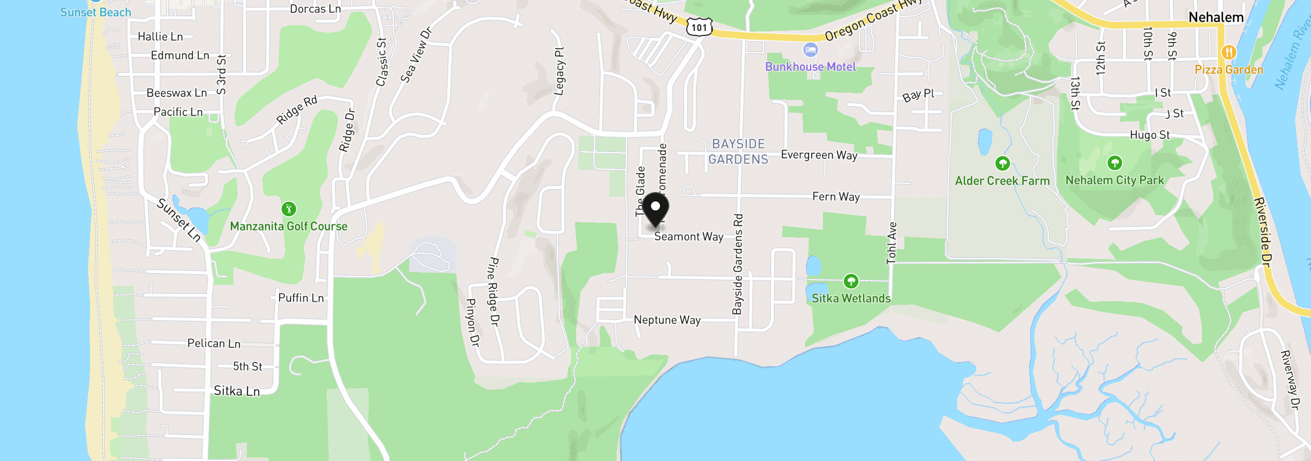 Map showing the location of 35020 The Promenade, Nehalem, OR 97131