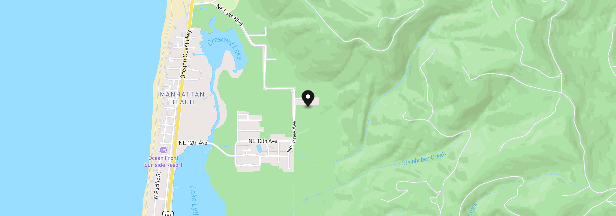 Map showing the location of 15th Ave, Rockaway Beach, OR 97136