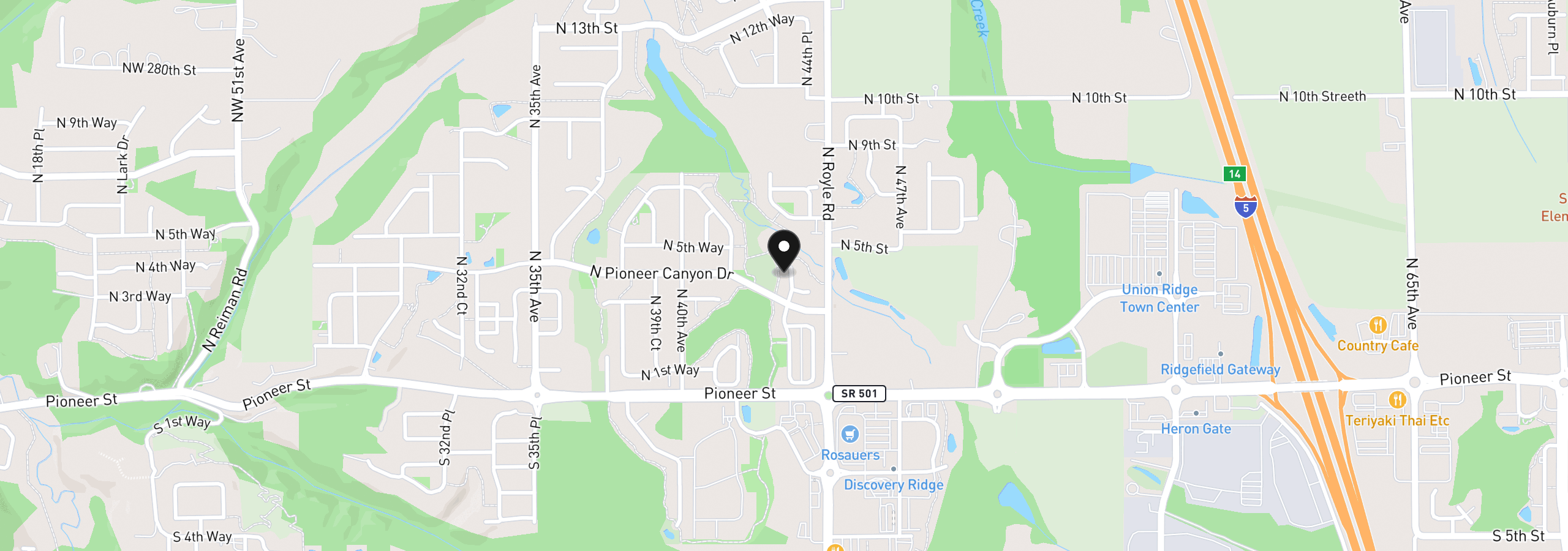 Map showing the location of 409 N 43rd Ct, Ridgefield, Wa 98642